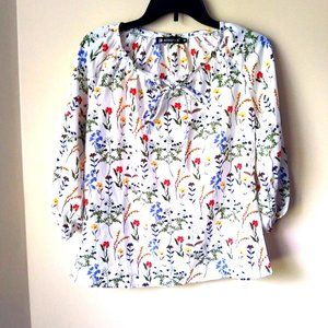 Allegra K colorful floral blouse woman 100% polyester size small